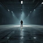 La solitude au travail : enjeux et solutions pour 2025 un-travailleur-isole-dans-un-entrepot-vide-entoure-de-vastes-espaces-inoccupes-mettant-en-evidence-la-solitude-et-le-silence-de-lenvironnement